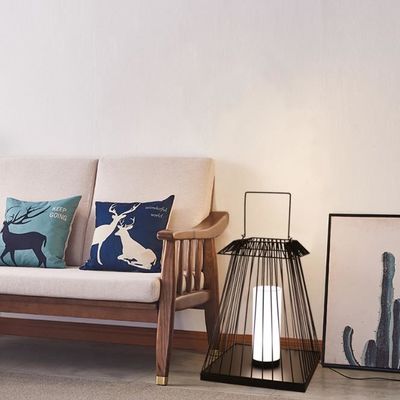 Creatieve rattan vloer lantaarnslamp E27 basis voor buitentuin