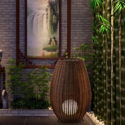 Op maat gemaakt Luxe Rattan Floor Lamp, Indoor Creative Wicker Floor Light