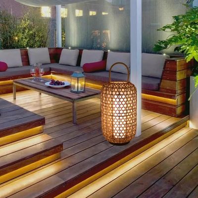 Waterdichte vloerlamp van rotan, Wicker staande lamp voor buitenbalkon