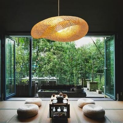 Moderne bamboe rattan hanger licht lamp voor binnenkamer