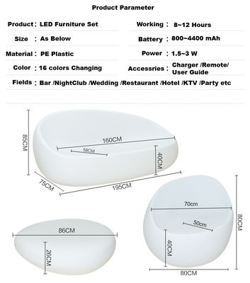 waterdicht kleurenveranderend plastic Led theetafel stoel set