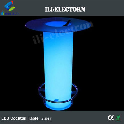 High Glass Top LED Light Cocktail Table, verlichte koffietafel met ijs emmer