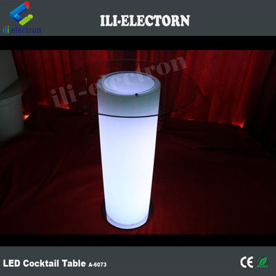 High Glass Top LED Light Cocktail Table, verlichte koffietafel met ijs emmer