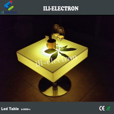 Commerciële vierkante LED-verlichting Cocktail tafels oplaadbaar met roestvrij staal