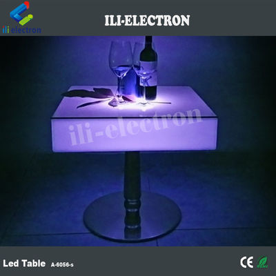 Commerciële vierkante LED-verlichting Cocktail tafels oplaadbaar met roestvrij staal