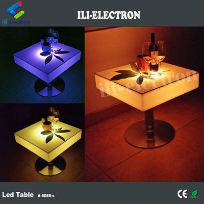 Commerciële vierkante LED-verlichting Cocktail tafels oplaadbaar met roestvrij staal