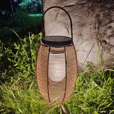 Buiten Rattan Geweven Zonnelampen Lantern Waterdicht Voor Tuin Landschap
