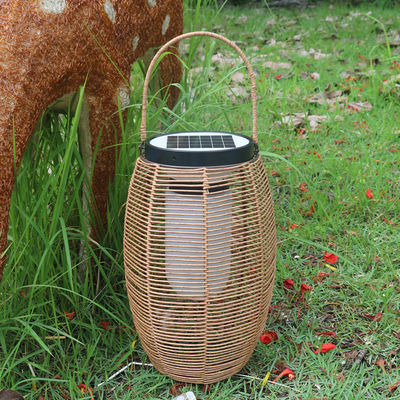 Buiten Rattan Geweven Zonnelampen Lantern Waterdicht Voor Tuin Landschap