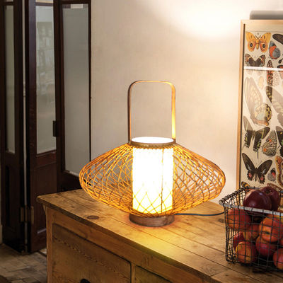 3500K Warm White Rattan Bamboe Tafellamp Voor Slaapkamer Switch Control