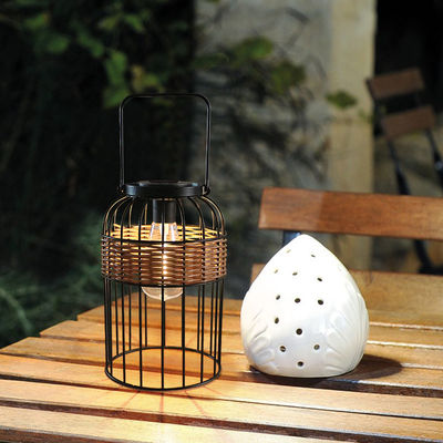 Buiten Solar Rattan Tuin Lanterns Waterdicht 3500K Warm Wit