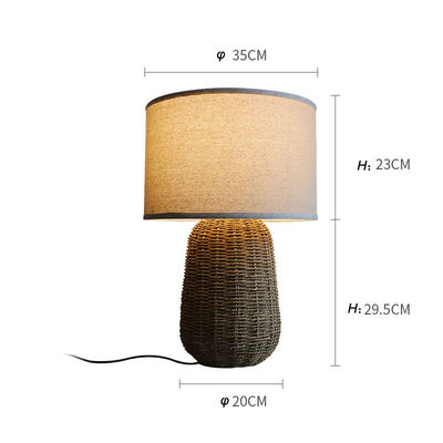 Duurzame rotan tafellamp, Duurzame rotan bedlamp Schakelaar.