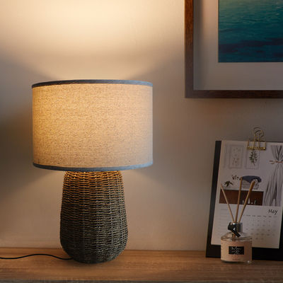 Duurzame rotan tafellamp, Duurzame rotan bedlamp Schakelaar.