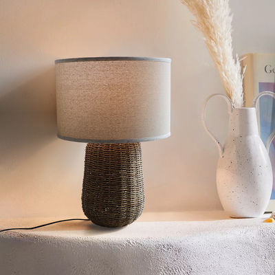 Duurzame rotan tafellamp, Duurzame rotan bedlamp Schakelaar.
