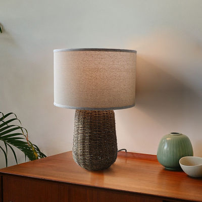 Duurzame rotan tafellamp, Duurzame rotan bedlamp Schakelaar.