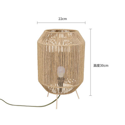 Vintage Twine Rattan Tafellamp, Handgemaakte Wabi Sabi Tafellamp Voor Homestay