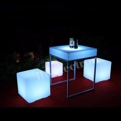 Buiten waterdicht LED licht Cocktail tafel oplaadbare vierkant met metalen stand