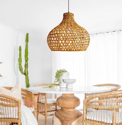 Wabi-Sabi Rattan kandelaar Art Lampen Handgeweven Rattan Laterne Voor Tuin