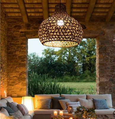 Wabi-Sabi Rattan kandelaar Art Lampen Handgeweven Rattan Laterne Voor Tuin