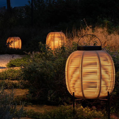 Buiten Rattan Decoratieve Draagbare Waterdichte Floor Lamp Zonne Tuin Licht