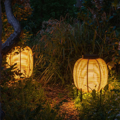 Buiten Rattan Decoratieve Draagbare Waterdichte Floor Lamp Zonne Tuin Licht