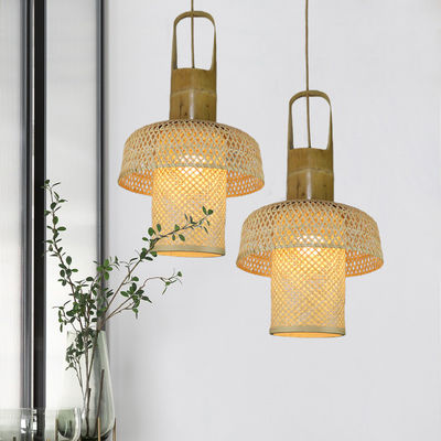 Hangende Chinese bamboe Lantaarns lampen Bamboe geweven kroonluchter