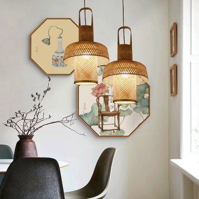 Hangende Chinese bamboe Lantaarns lampen Bamboe geweven kroonluchter
