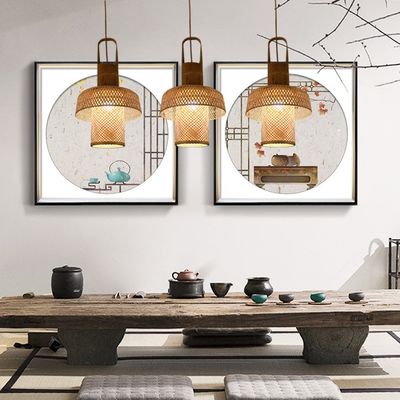 Hangende Chinese bamboe Lantaarns lampen Bamboe geweven kroonluchter