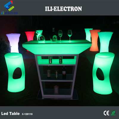 PE plastic LED cocktail tafel met strobe verlichting en aangedreven door oplaadbare lithiumbatterie