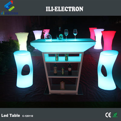 PE plastic LED cocktail tafel met strobe verlichting en aangedreven door oplaadbare lithiumbatterie