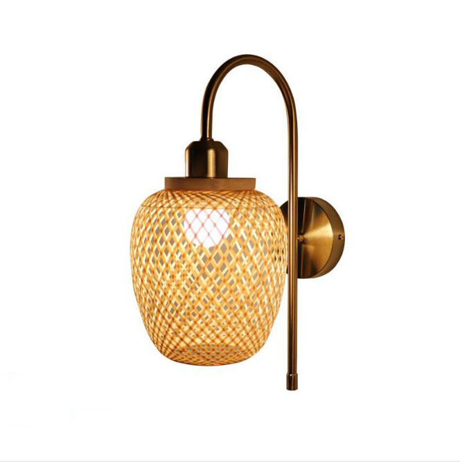Nodic Woven Bamboe Rattan Wandlampen Voor Slaapkamer Woonkamer Decoratie