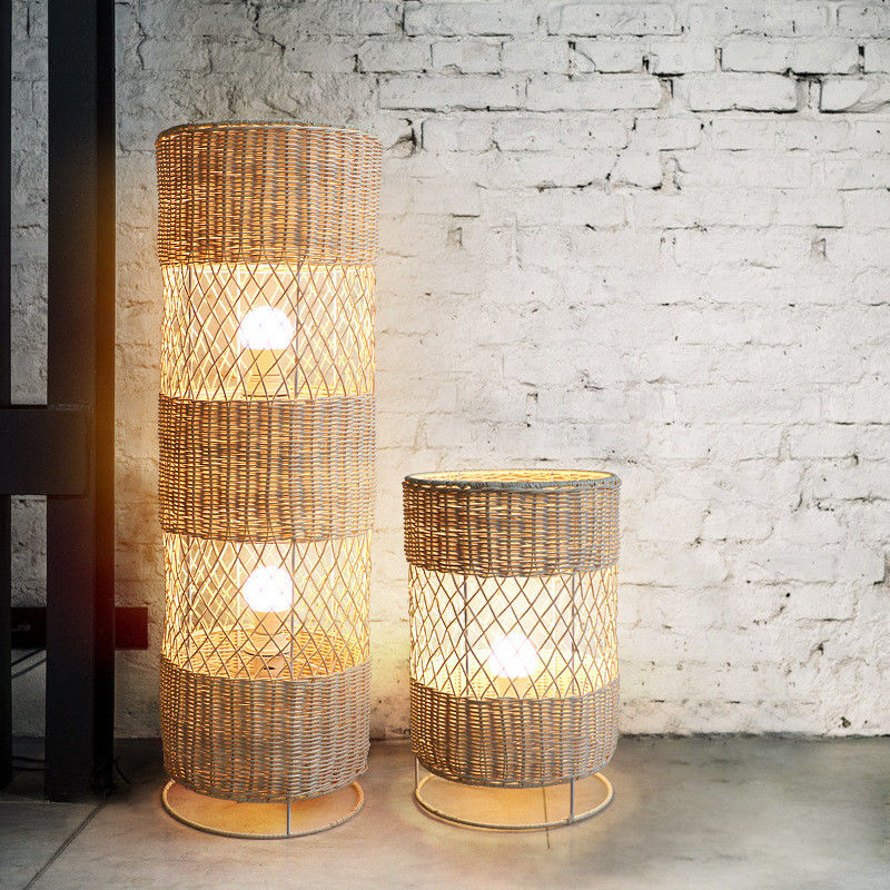 Handgemaakte Led rotan wicker vloerlamp Voor woonkamer decoratie