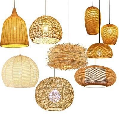Handgemaakte moderne kunst hanger lichten bamboe lamp restaurant hotel rattan kandelaar rattan hanger licht