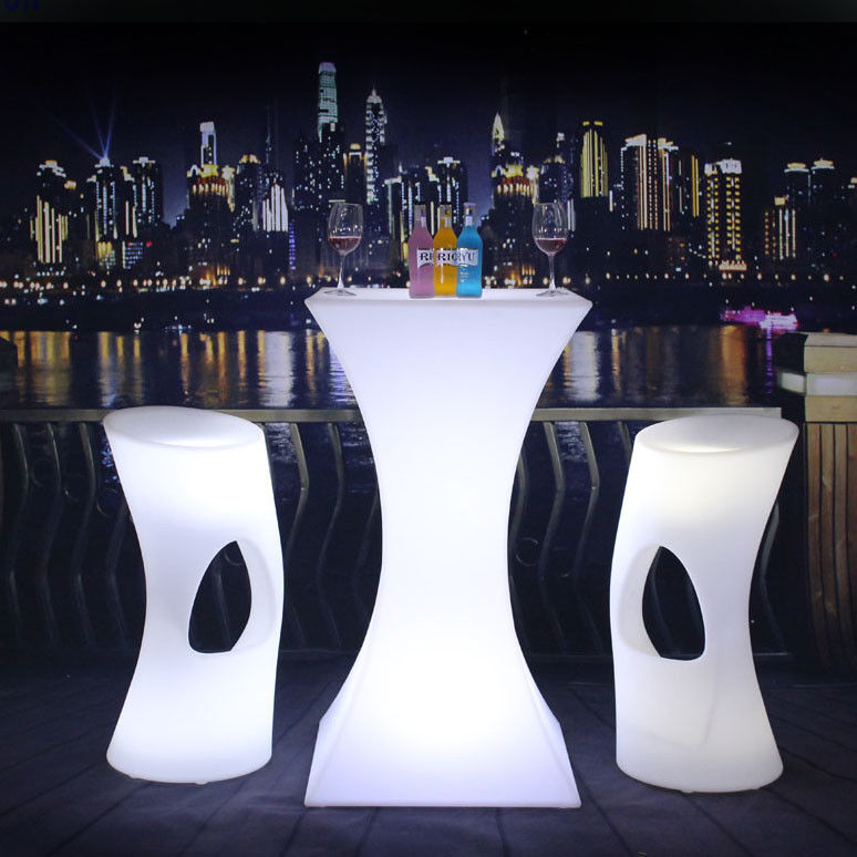 Moderne design Vierkante set hoge bar cocktail witte PE plastic led licht bar tafel