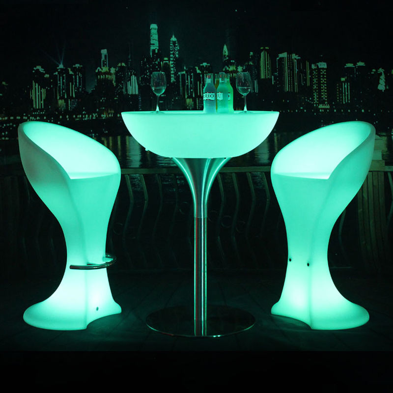 Warm verkoop fabriek direct aanbod rotationeel gieten kunststof LED bar tafel met roestvrij staal