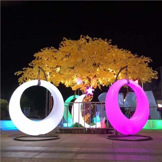 Outdoor Entertainment kleurrijke hangende schommelstoel verlichting Afstandsbediening LED Verlicht Swing