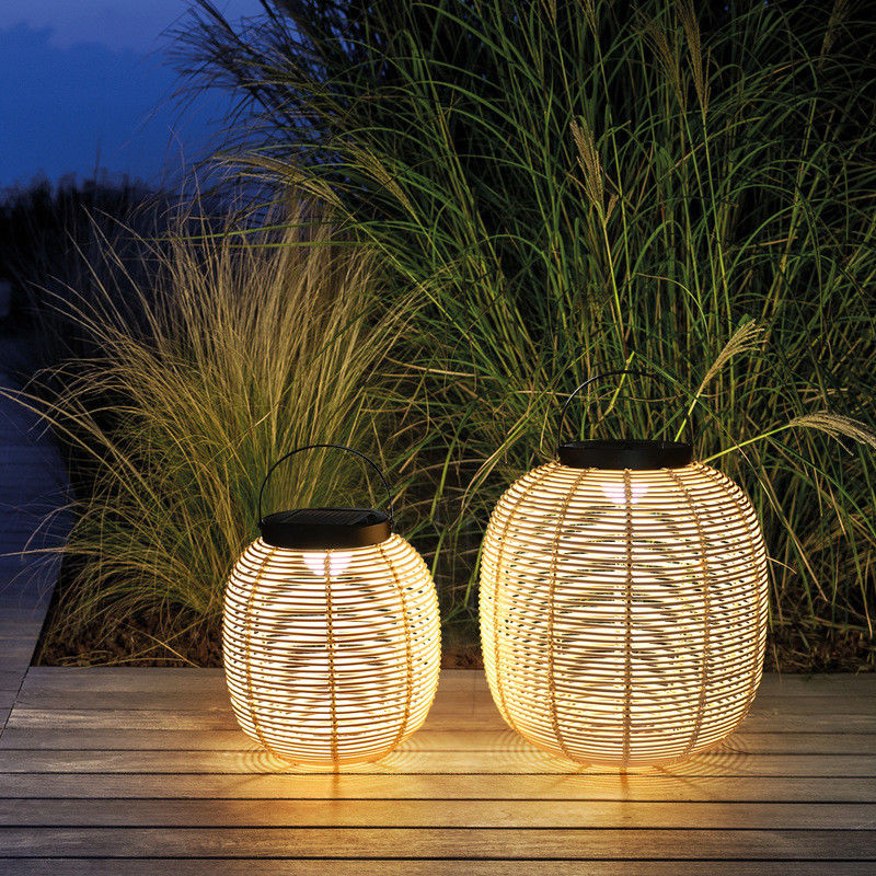 Buiten Rattan Decoratieve Draagbare Waterdichte Floor Lamp Zonne Tuin Licht